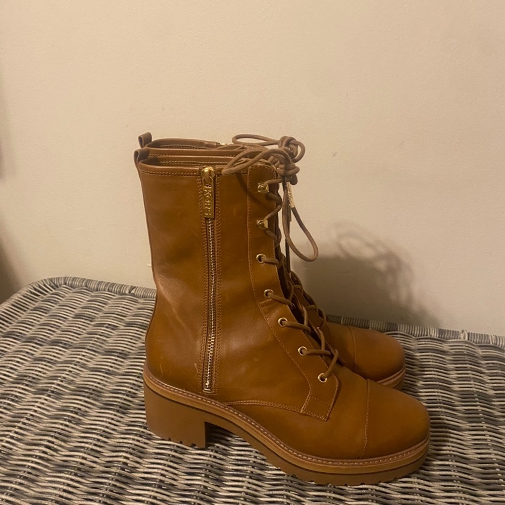 Michael kors cognac leather booties new